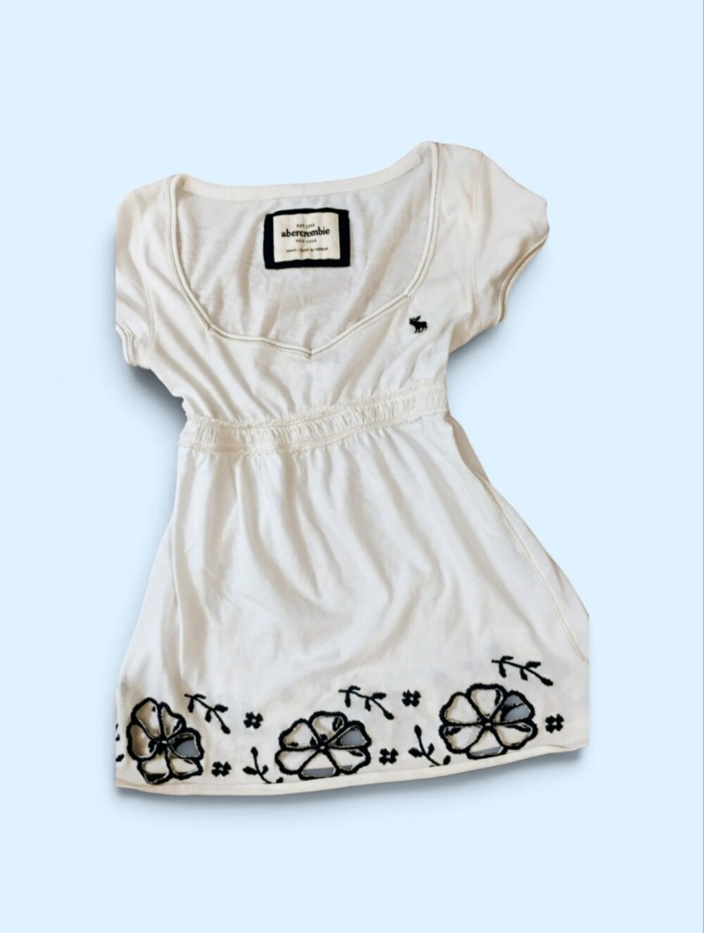 Abercrombie & Fitch Vintage Floral Eyelet Boho Babydoll Shirt Size small